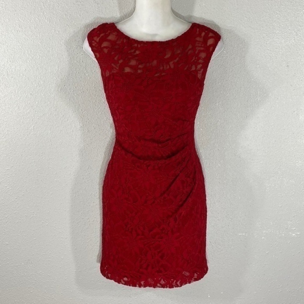 Lauren Ralph Lauren Red Lace Sheath Dress - Picture 5 of 13